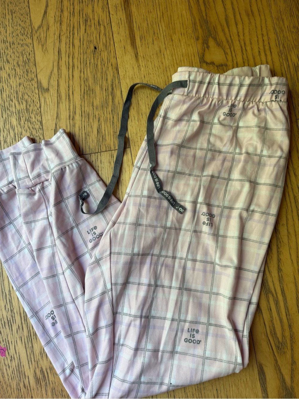 Life Is Good Pink Plaid Drawstring Pajama Pants